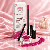 SHEGLITTARY Crimson Glitter Lip Kit โ upgraded packaging on pink satin