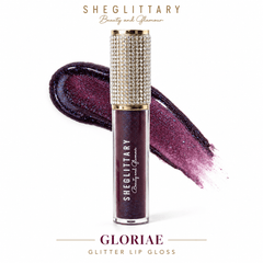 Sheglittary Glitter Lip Gloss Gloriae bottle and swatch