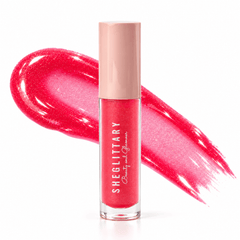 Sheglittary High Lip Gloss Candy A bottle and matching gloss swatch