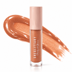 Sheglittary High Lip Gloss Glamour bottle and matching gloss swatch