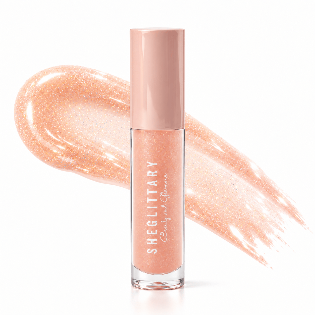 Sheglittary High Lip Gloss Gorgeous Girls bottle and matching gloss swatch