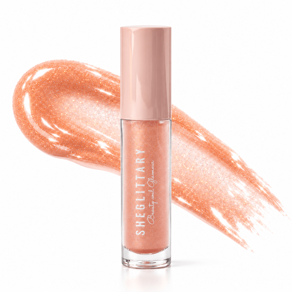 Sheglittary High Lip Gloss Spring bottle and matching gloss swatch