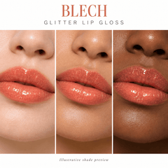 Sheglittary Glitter Lip Gloss Blech lip swatches