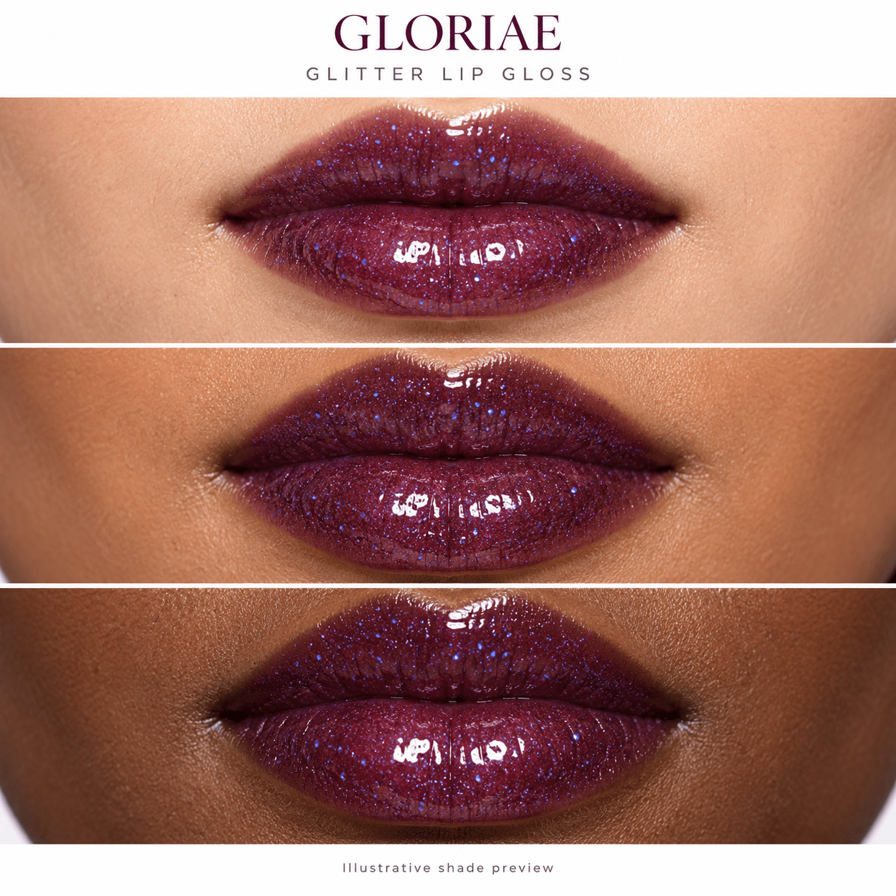 Sheglittary Glitter Lip Gloss Gloriae lip swatches