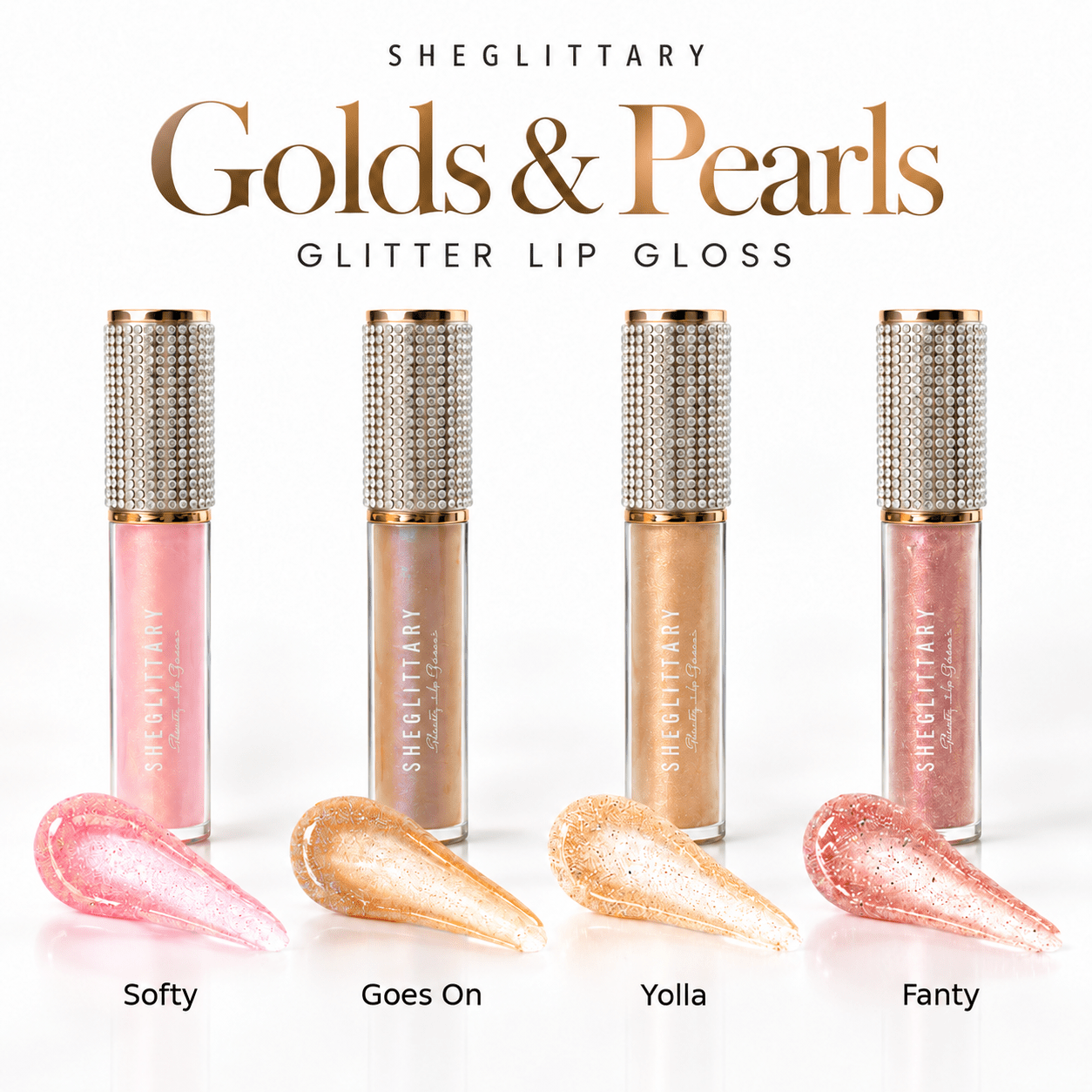 Sheglittary Glitter Lip Gloss Golds & Pearls comparison