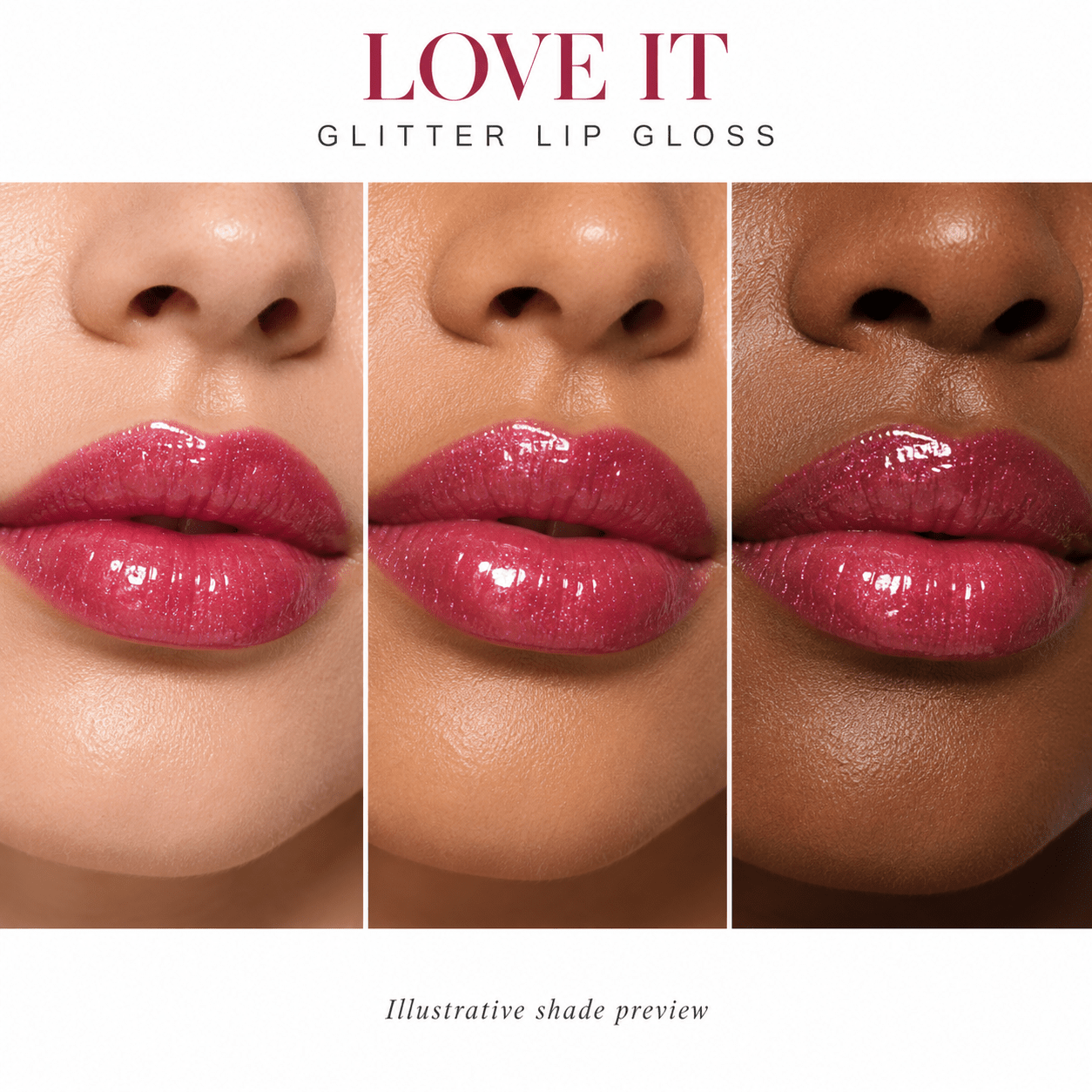 Sheglittary Glitter Lip Gloss Love It lip swatches