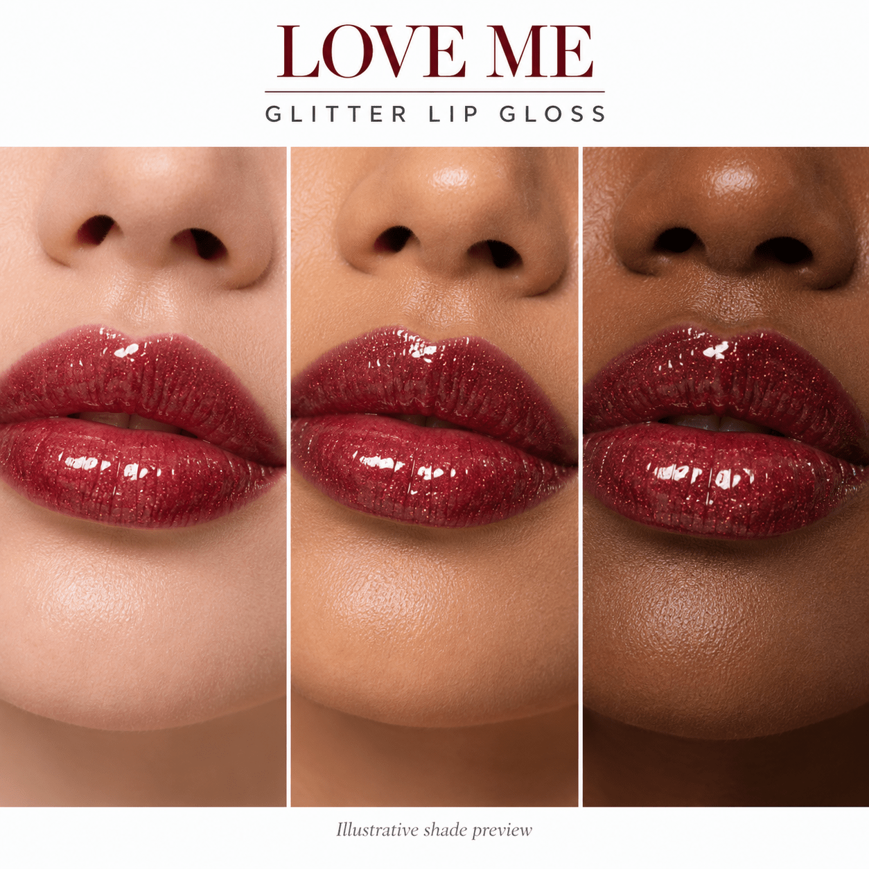 Sheglittary Glitter Lip Gloss Love Me lip swatches