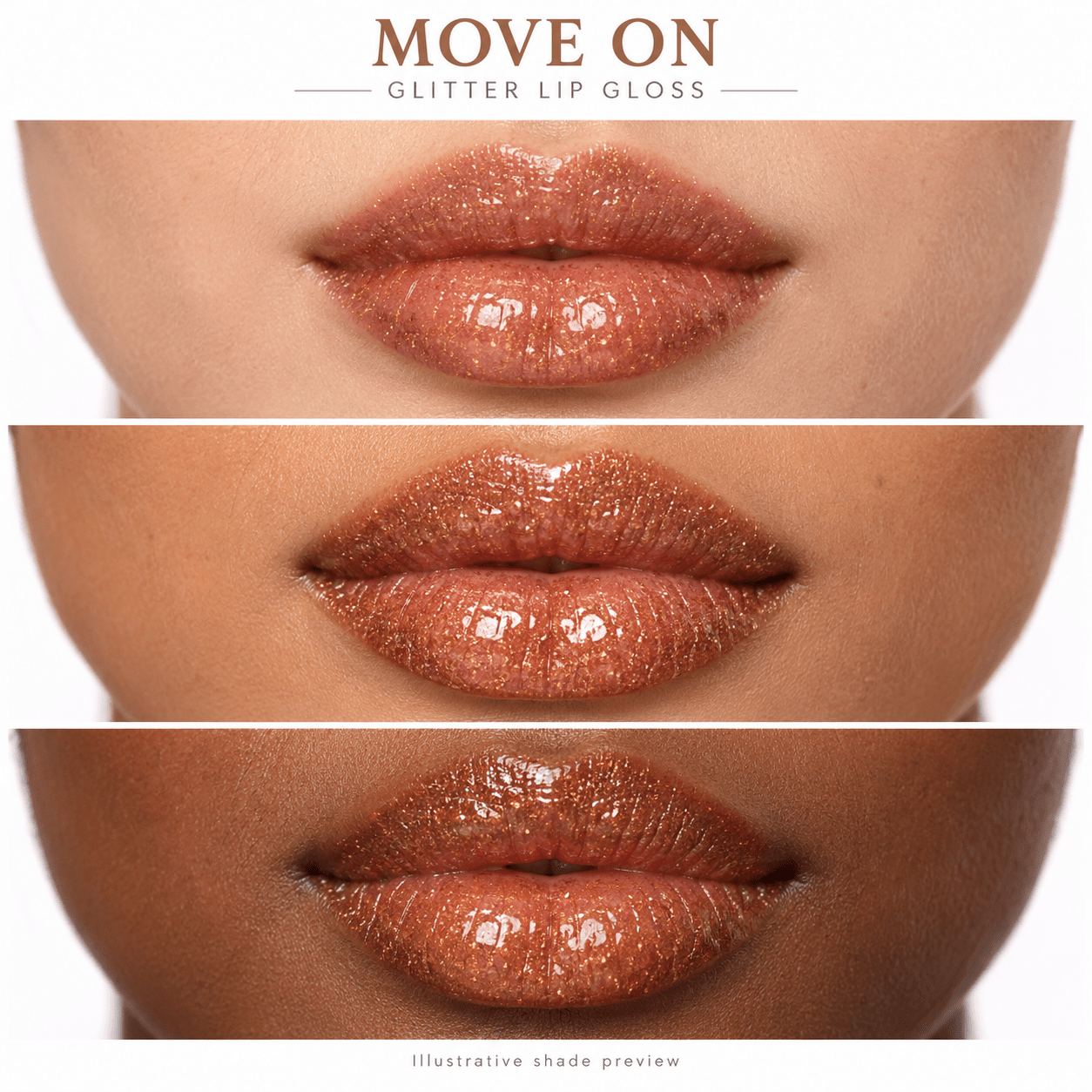 Sheglittary Glitter Lip Gloss Move on lip swatches