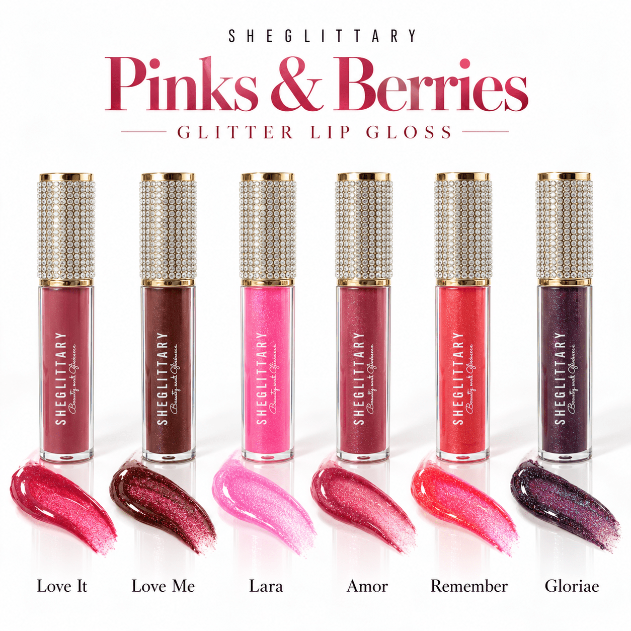 Sheglittary Glitter Lip Gloss Pinks & Berries comparison