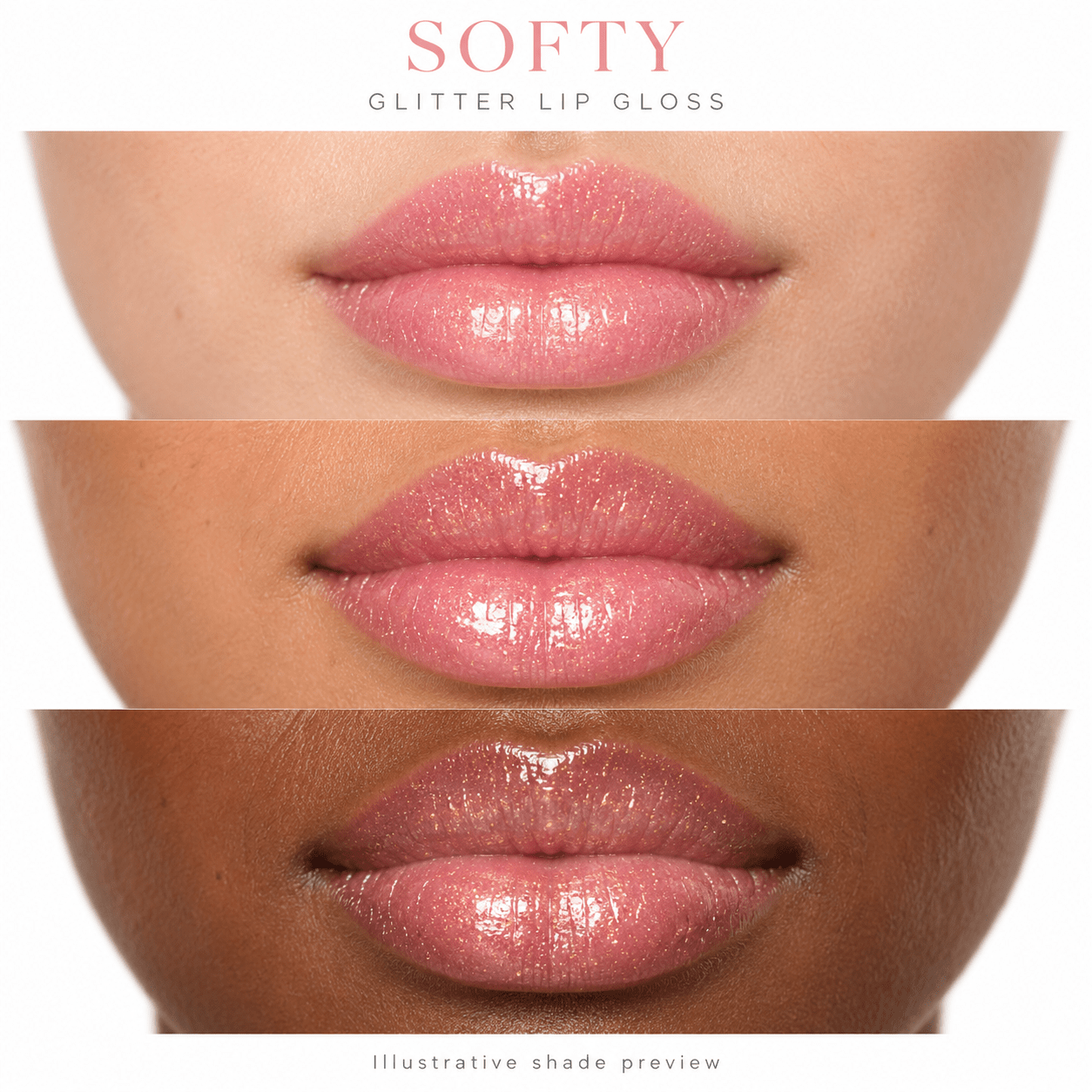 Sheglittary Glitter Lip Gloss Softy lip swatches